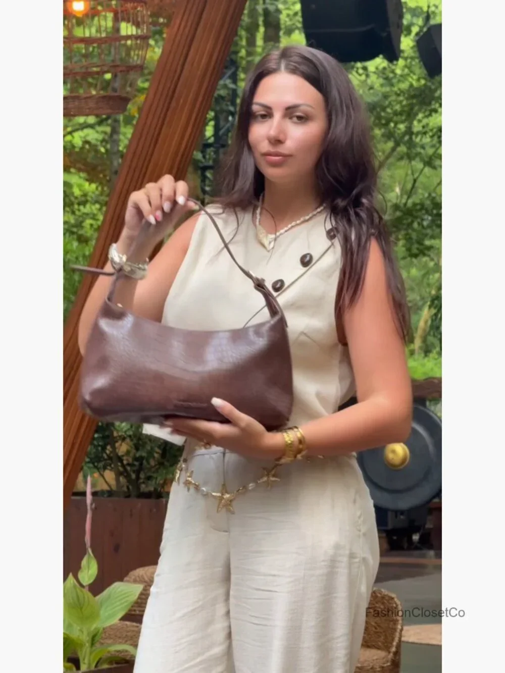 Faux Leather Crescent Hobo Bag Shoulder Purse Crossbody Medium